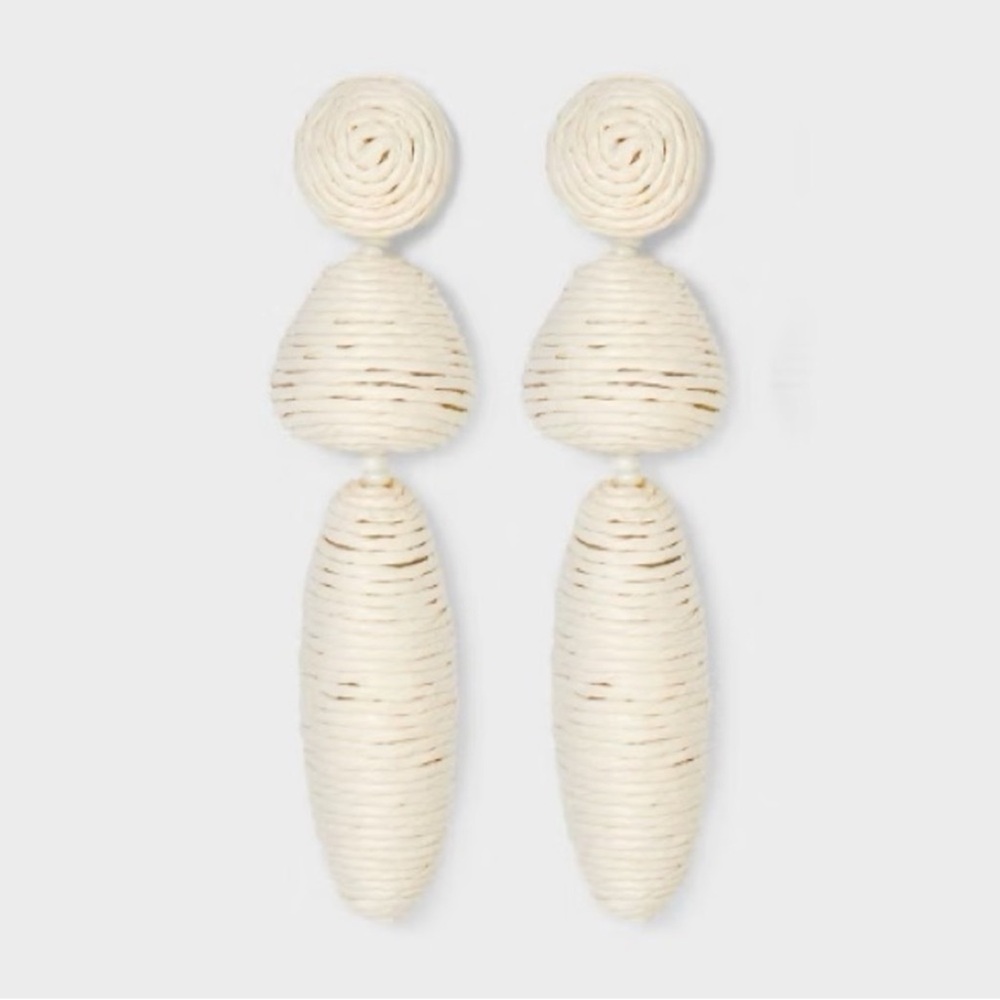 NIB Sugarfix Threaded Cream Statement Drop Earrings